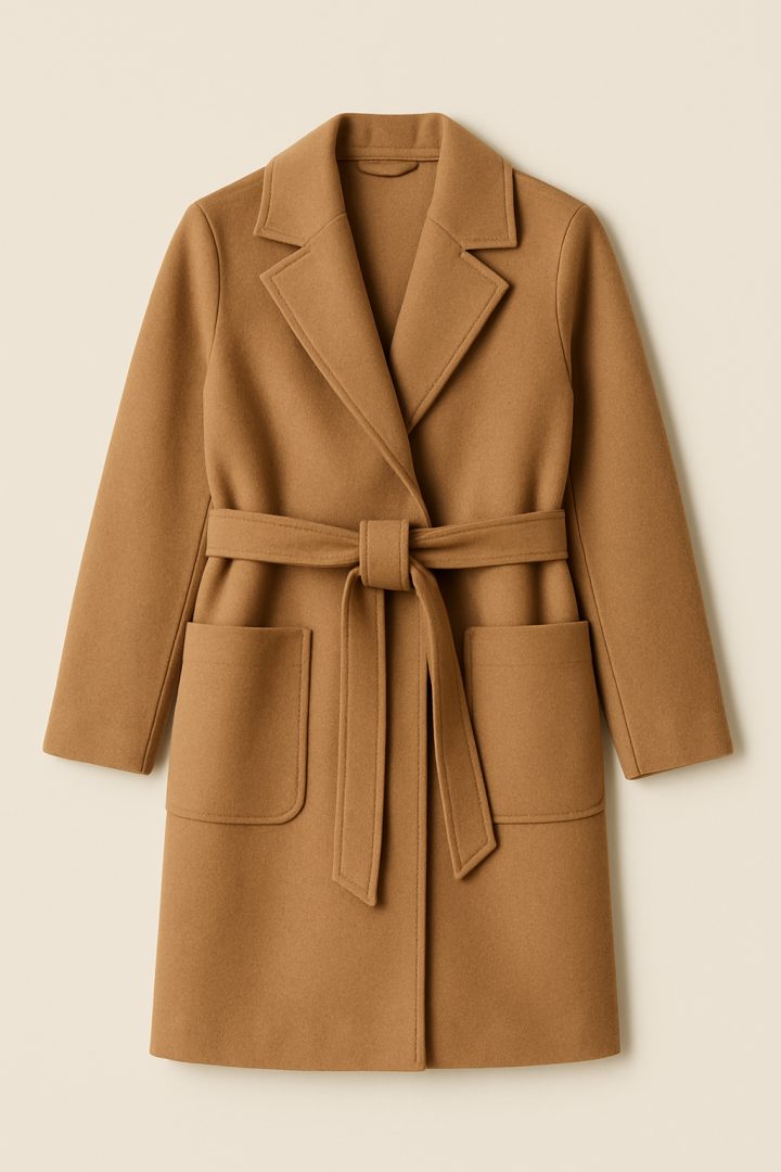 Cappotto in panno con cintura — Calliope
