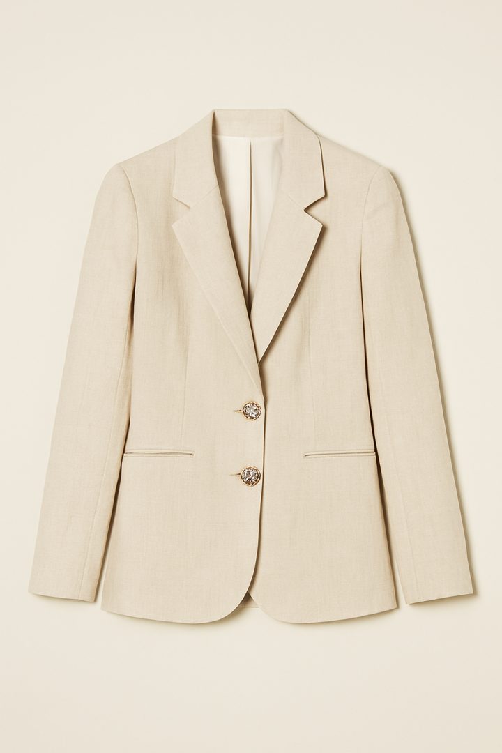 Blazer Twinset in lino con bottoni gioiello — Blanca Boutique